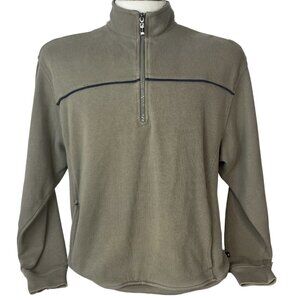 Grand Slam Long Sleeve Golf Pull Over Shirt Mens Large Green Blue 1/4 Zip